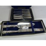 Set of six George V silver handled afternoon tea knives, Sheffield 1917, maker William Yate, in case