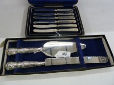 Set of six George V silver handled afternoon tea knives, Sheffield 1917, maker William Yate, in case