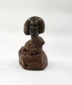 Maurice Juggins (1934 - 2014) bronze-effect bust of 'Edith Sitwell', monogrammed and titled on base,