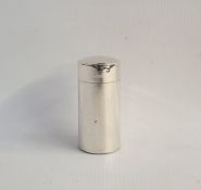 Silver scent bottle with leather case, the bottle of cylindrical form