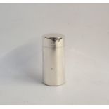 Silver scent bottle with leather case, the bottle of cylindrical form