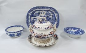 19th century Copeland late Spode earthenware soup tureen, circular, two-handled and footed, with