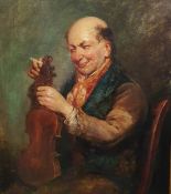 Unattributed (19th century) Oil on canvas  "The Violin Mender", 35cm x 28.5cm (framed)