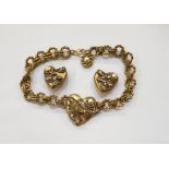 1980's Butler & Wilson gilt metal faux pearl and faux diamond necklace and matching pair clip