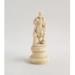 Carved ivory figure, probably Dieppe, of bearded scholar, 6.5cm high