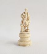 Carved ivory figure, probably Dieppe, of bearded scholar, 6.5cm high