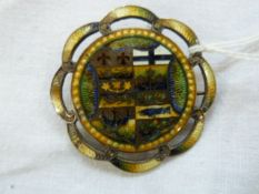 Early 20th century guilloche enamel brooch by Richard Hemsley, Montreal, Canada 1909, circular