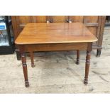 19th century mahogany side table, the rectangular top with rounded corners, above single drawer
