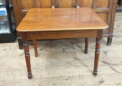 19th century mahogany side table, the rectangular top with rounded corners, above single drawer