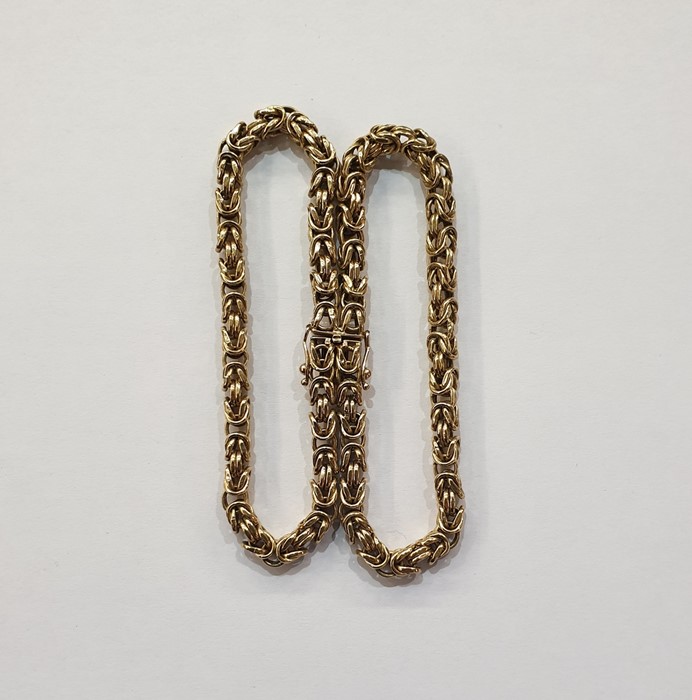 9ct gold fancy link double chain bracelet, 18g approx.
