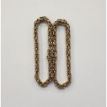 9ct gold fancy link double chain bracelet, 18g approx.