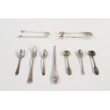 Assorted Georgian and Victorian flatware to include Old English pattern and Fiddle pattern examples,