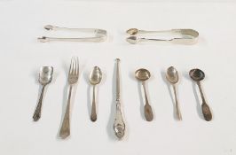 Assorted Georgian and Victorian flatware to include Old English pattern and Fiddle pattern examples,