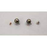 Two black pearl earring pendants (posts and fittings missing)