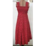 Collection of Laura Ashley 1970's dresses including a red ruched bodice sundress, a blue two-
