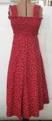 Collection of Laura Ashley 1970's dresses including a red ruched bodice sundress, a blue two-