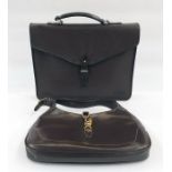 Mulberry briefcase with document pocket at the back, 30cm x 30.5cm (worn in one corner), a brown