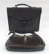 Mulberry briefcase with document pocket at the back, 30cm x 30.5cm (worn in one corner), a brown