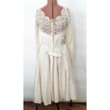 1960's lace and satin cocktail dress in cream, a 1930's cream satin evening dress cut on the bias