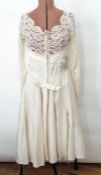 1960's lace and satin cocktail dress in cream, a 1930's cream satin evening dress cut on the bias