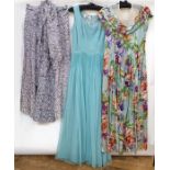 Various 1950's and later vintage dresses including a damask skirt and matching stole with