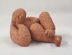 Marlene Badger terracotta sculpture - relaxing figure, 14cm tall