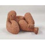 Marlene Badger terracotta sculpture - relaxing figure, 14cm tall