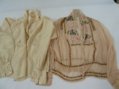 1920's blouse with lace, bead and brass coloured button details, other late 19th century/ early 20th