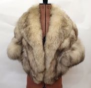 Vintage white fox fur cape with armlets and deep shawl collar