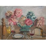 W.G. Scott-Brown 'Bill' (1897-1987) Acrylic on canvas Still life study of hydrangeas in vase and