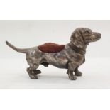 White metal Dachshund pincushion