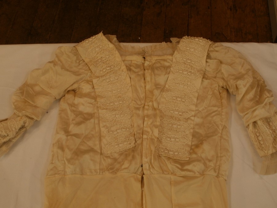 Quantity of Victorian clothes including a satin skirt with bodice trimmed with later decoration, a - Image 3 of 10