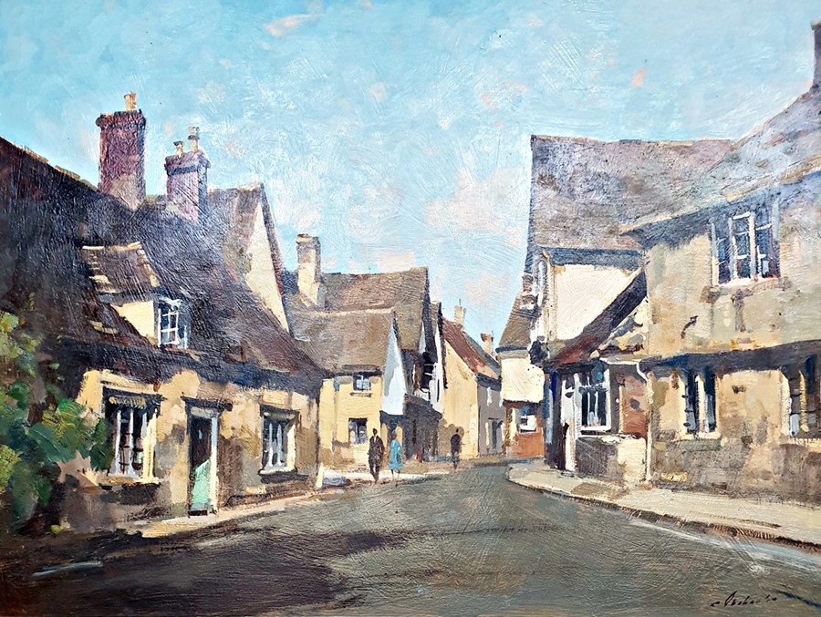 Stanley Orchart Oil "Evening light at Lacock", signed lower right, bears label verso, 39cm x 48.5cm