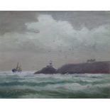 George McConkey Oil Rough sea, signed lower left, together with Harrie McManus "Evening Sky, Hawth