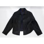 Lady's 1980's Mulberry black leather jacket, size 16, and a 1980's Anna Lena black royal crepe and