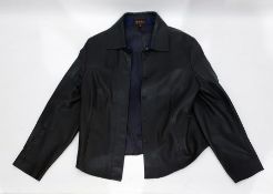 Lady's 1980's Mulberry black leather jacket, size 16, and a 1980's Anna Lena black royal crepe and