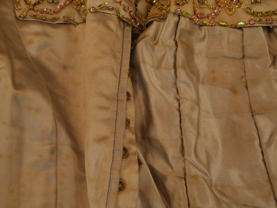 Quantity of Victorian clothes including a satin skirt with bodice trimmed with later decoration, a - Image 5 of 10