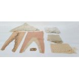 Two early 19th century chiffon fichou with lace detail, a cream lace shawl and other pieces and five