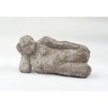 Marlene Badger cement fondue sculpture - reclining figure, 25cm long