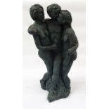 Marlene Badger painted terracotta sculpture- dancing ladies 50cm