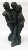 Marlene Badger painted terracotta sculpture- dancing ladies 50cm