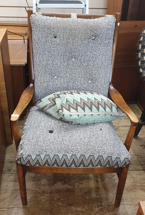 Early 20th century Parker Knoll armchair with grey upholstered seat and back