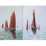 W G England Oil on board Sailing ships, a pair each signed lower left 23cm x 15.5cm (2)