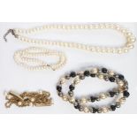 Faux-pearl choker, several strings of faux-pearls and large quantity of loose faux-pearls in packets