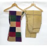 Pair of 1970's suede patchwork trousers labelled 'Chilli Pepper' and another pair labelled 'SMH' (2)