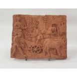 Marlene Badger terracotta sculpture- plaque harvest scene, 24cm