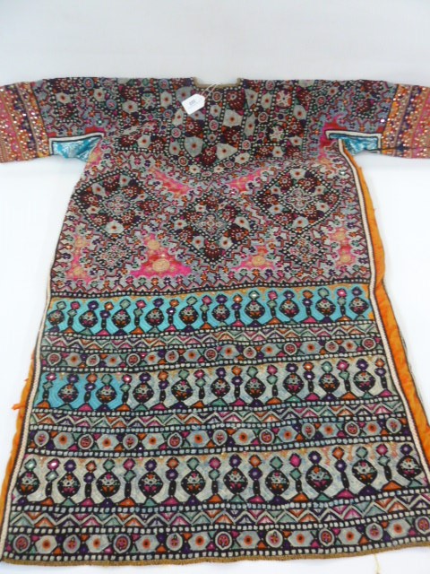 Indian,  heavily embroidered multi coloured dress, mirror detail, 3/4 length sleeves - Image 2 of 2