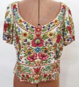 Heavily embroidered and beaded top labelled 'Clara Rothschild, Haute Couture Budapest' Condition