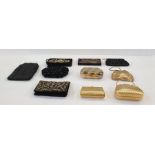 Four various gilt metal and gold mesh evening bags, a vintage beaded bag labelled 'Made in