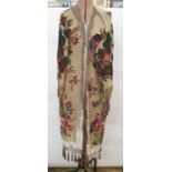 1920's style chiffon and panne velvet devore evening coat with fringed sleeves and reveres,